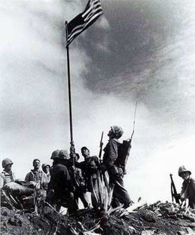 US flag raised on Mt. Suribachi