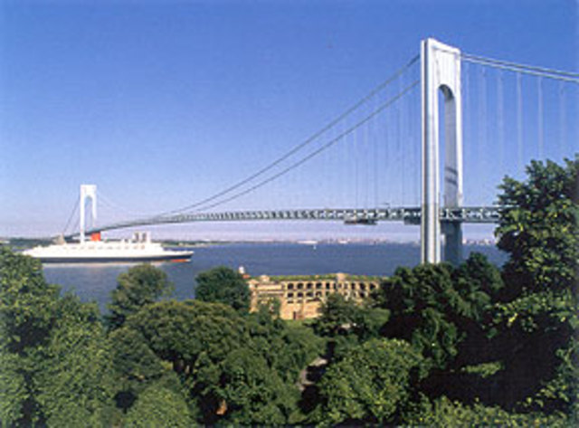 The Verrazano Narrows Bridge opens