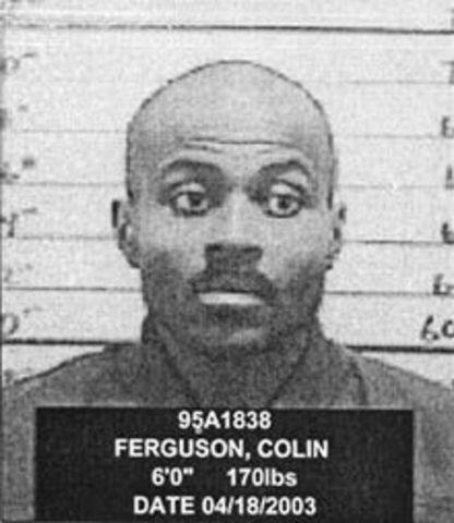 Colin Ferguson is convicted of six counts of murder for the December 1993 Long Island Rail Road shootings and later receives a 25-year sentence for each of the six murders.