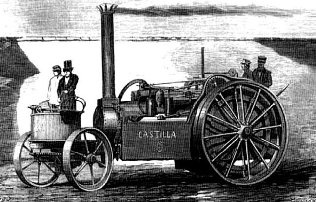 Vehículo propulsado por vapor.