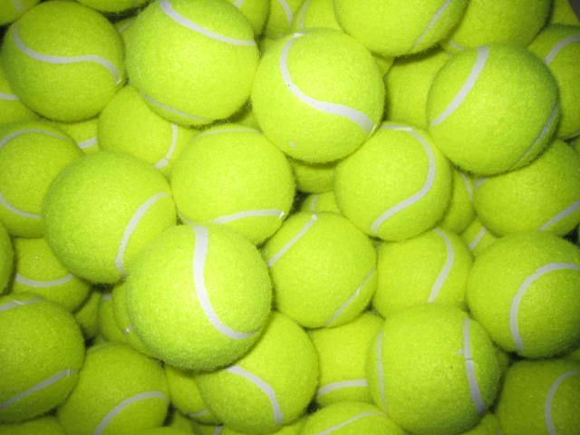 Beginning to play with yellow tennis balls