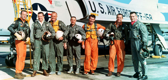 NASA selects the first seven military pilots to become the Mercury Seven.