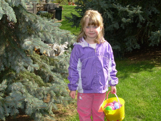 Easter Egg hunt in Grandparents backyard