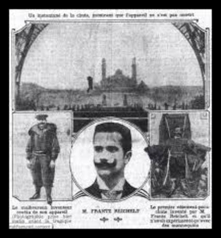 Franz Reichelt jumps off the Eiffel Tower.