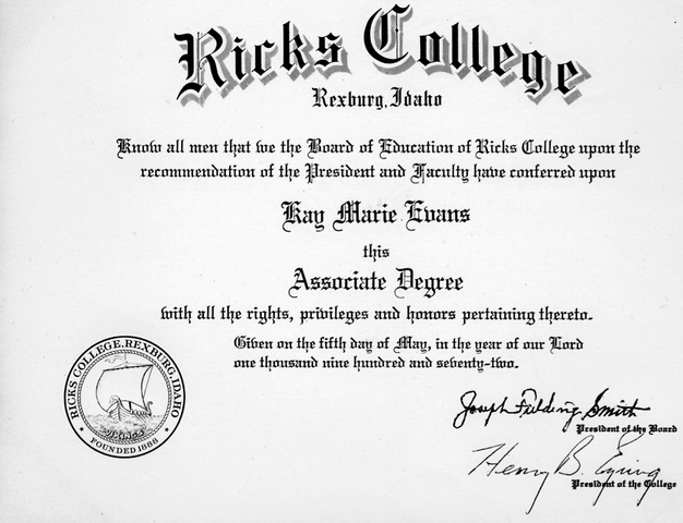 Graduated from Ricks College