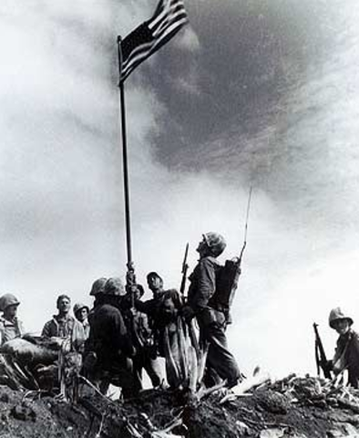 US flag raised on Mt. Suribachi