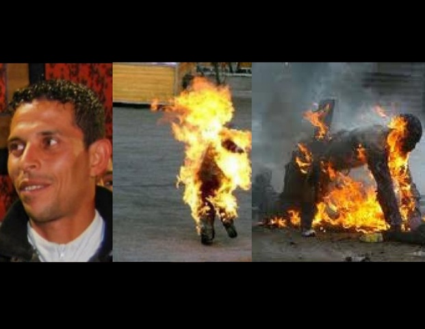 Mohammed Boauazizi burning himself to get attention of the goverment