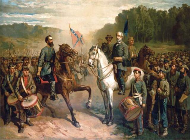 Stonewall Jackson dies from pneumonia after being shot by friendly fire after the Confederate victory at Chancellorsville.