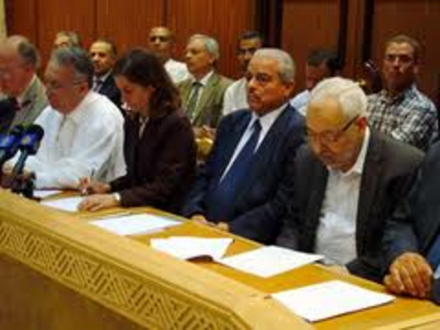 Twelve Tunisian parties sign an agreement called "Declaration of the Transition Process".