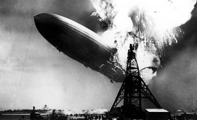 The Hindenburg explods in New Jersey