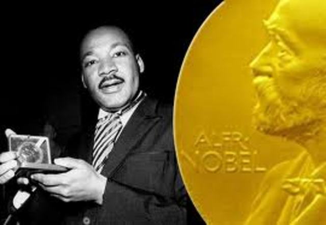 MLK is awarded the Nobel Peace Price Award. (35 years old)