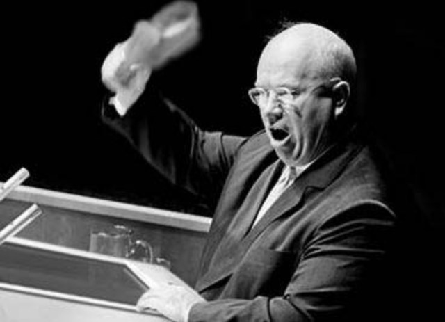 Khrushchev pounds shoe on table