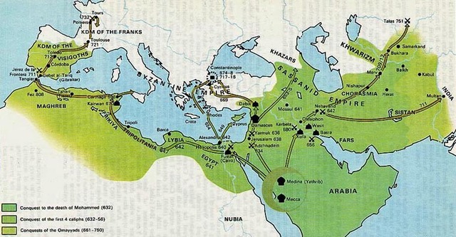 the 1st Caliph, AbuBakr, takes reign