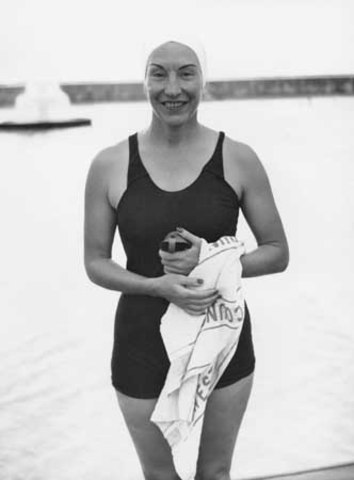 •A Woman Swims the English Channel .