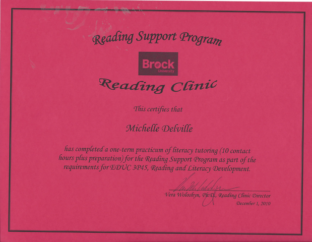 Reading Support Program at Brock University