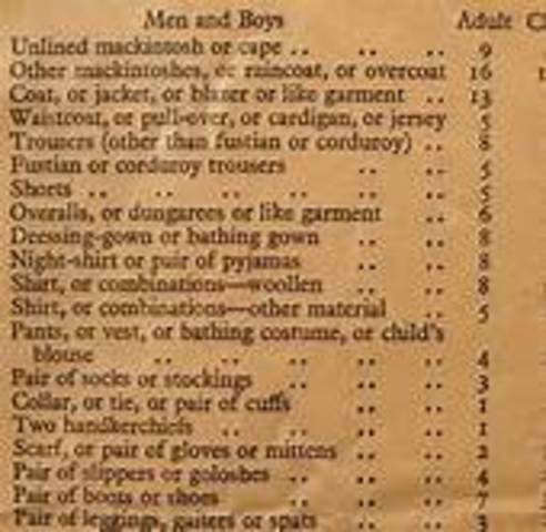 Rationing of clothes introduced in Britain