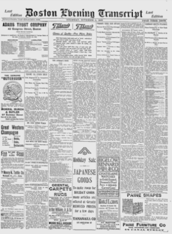 Boston Transcript Publication (First Penny Press Newspaper)
