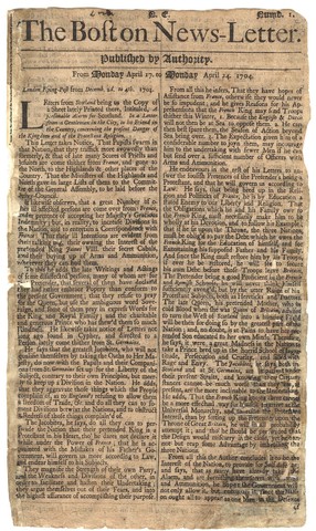 The Boston News-Letter Publication (First Continuously Published Newspaper in British America)