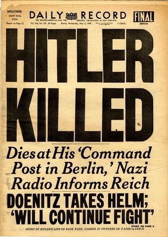 "Adolf Hitler commits suicide" [USHMM]