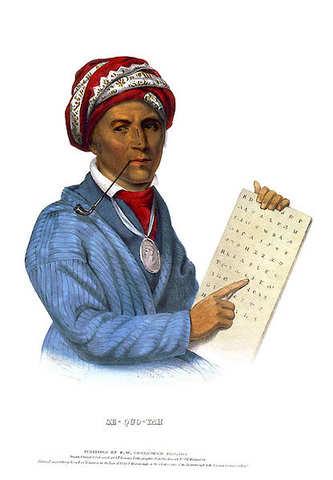 Sequoya writes the Cherokee language