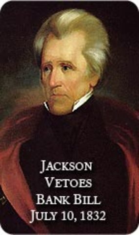 President Jackson Vetoes 2nd National Bank of America