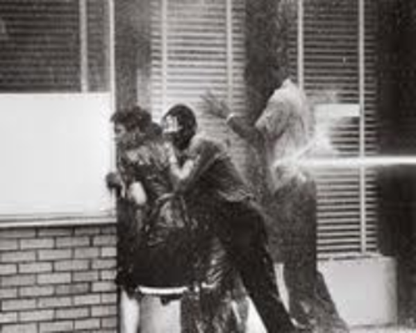 “Bull” Connor uses fire hoses on black demonstrators