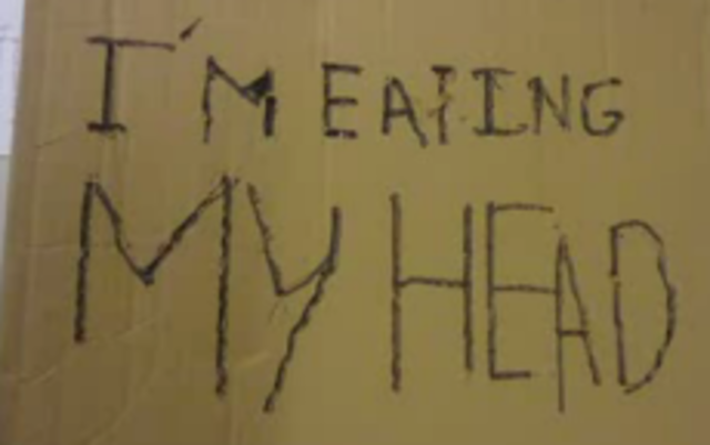 I'm eating my head close up