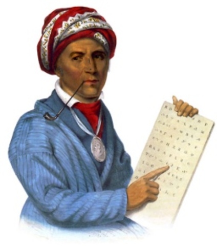 Sequoyah writes the Cherokee language