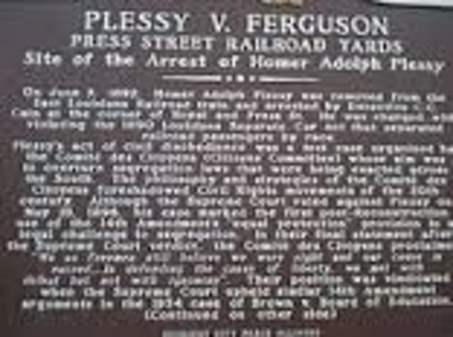 Plessy Vs Ferguson 1896