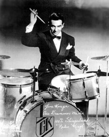 Gene Krupa established the drum set as a feautured solo instrument