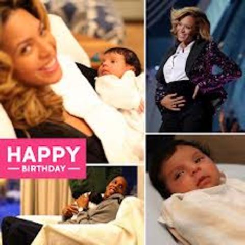 Beyonce gives birth to her first child “Blue Ivy Cater”.