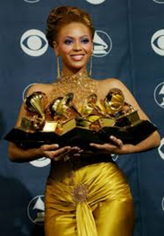 Beyonce won 5 grammy awards for her album “Dangerously in Love”.