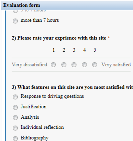 Create an evaluation form