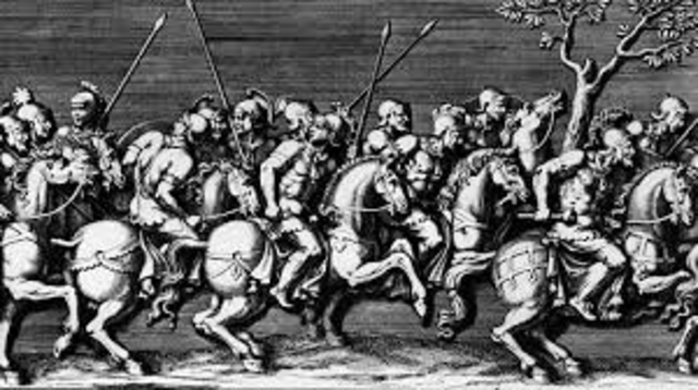 Julius Caesar starts to invade other lands in 55 B.C