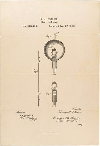 First Incandescent Lamp Patented