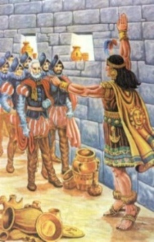 Francisco Pizarro meets Atahualpa