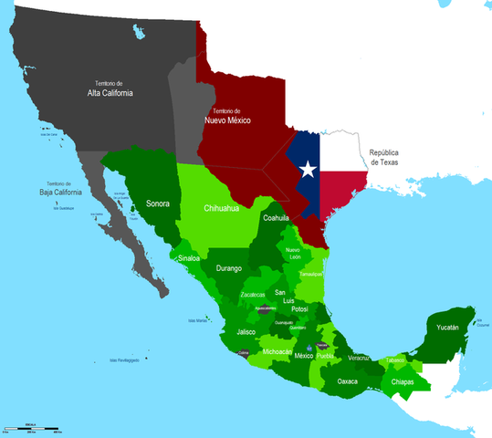 Texas se independiza de México.