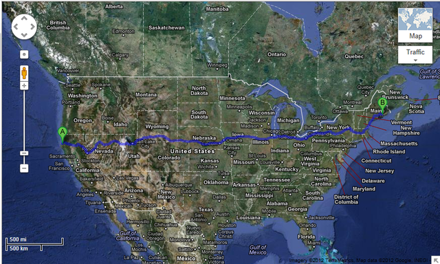 Age 24: Drive from Californa to Maine