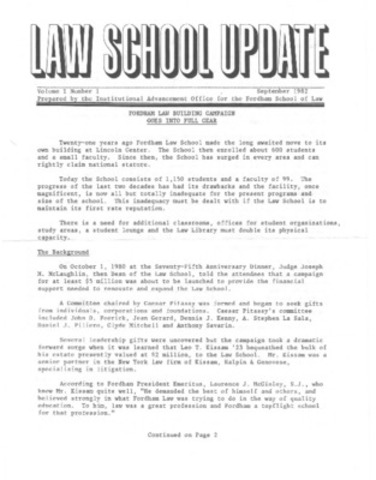 Law School Update, Vol. I No. I