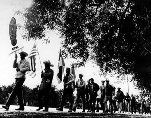 César E. Chávez begins a 340-mile Peregrinácion (pilgrimage) from Delano to Sacramento.