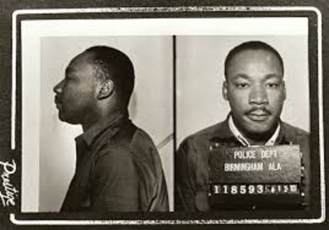 MLK arrested during a segragration march in birmingham.