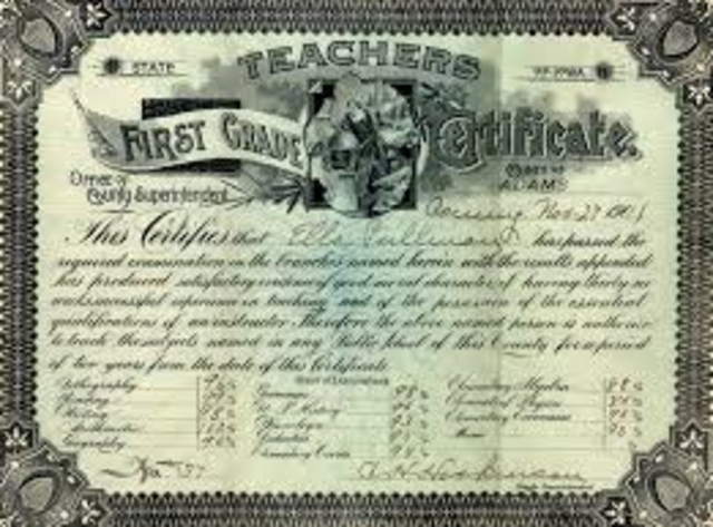 Benito's school teacher certificate