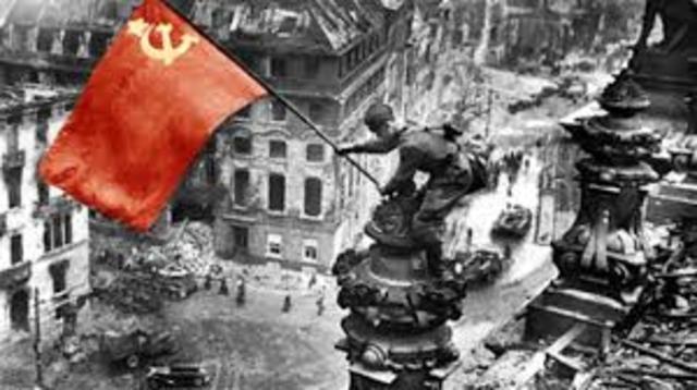 The Red Army liberates prisoners in Auschwitz.