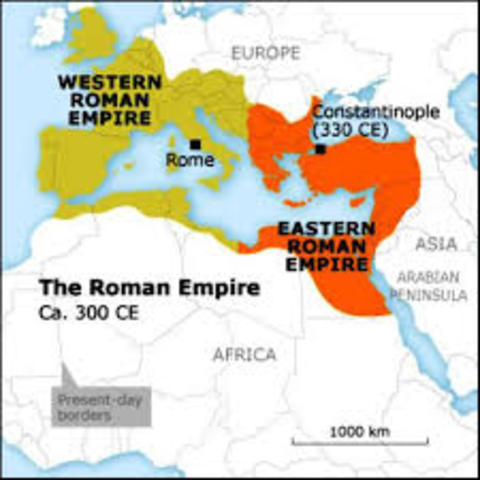 Rome Divided into 2 Empires