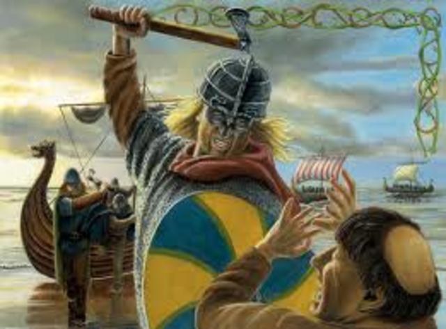 Vikings attack monastery at Lindisfarne