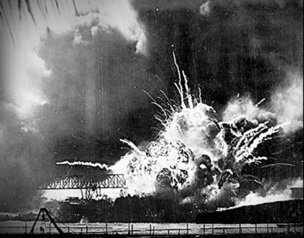 9:30 AM; Bomb blows up USS Shaw