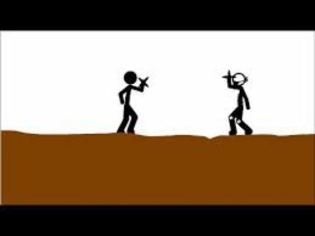 Jim challenges the bad guy.