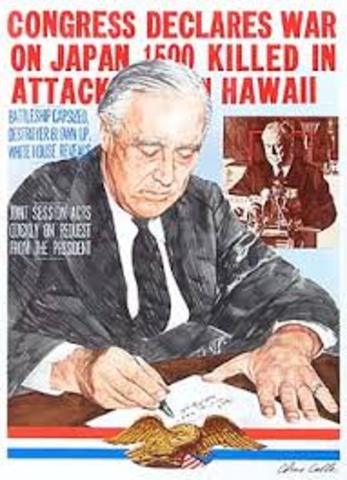 U.S. declares war on Japan pg 444