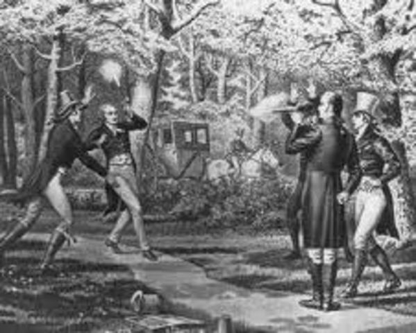 Aaron Burr duels Alexander Hamilton