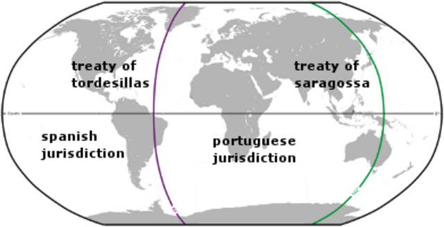Spain and Portugal agree to Treaty of Tordesillas
